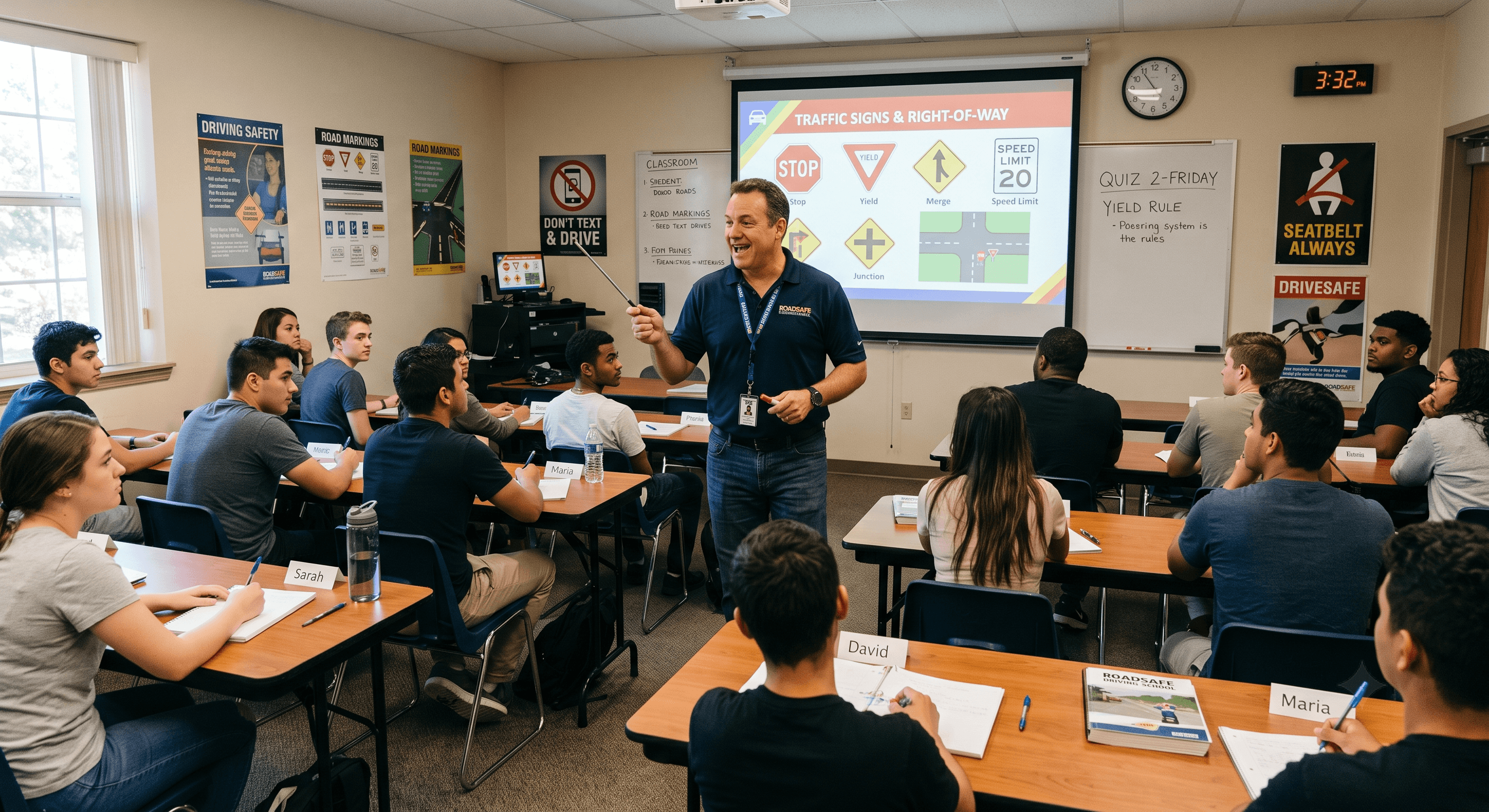 JMC Driving School in-person Driver's Ed classroom in Waltham, Massachusetts